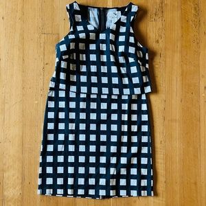 Anthropologie black/white check cotton sleeveless dress